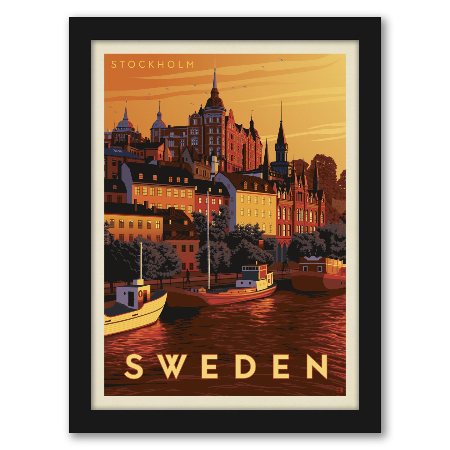 Sweden Stockholm by Anderson Design Group Black Framed Print - Americanflat