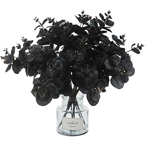 Veryhome Halloween Black Artificial Flowers Silk Black Roses Real Touch  Bridal Wedding Bouquet for Home Garden Party Floral Decor 10 Pcs (Black)