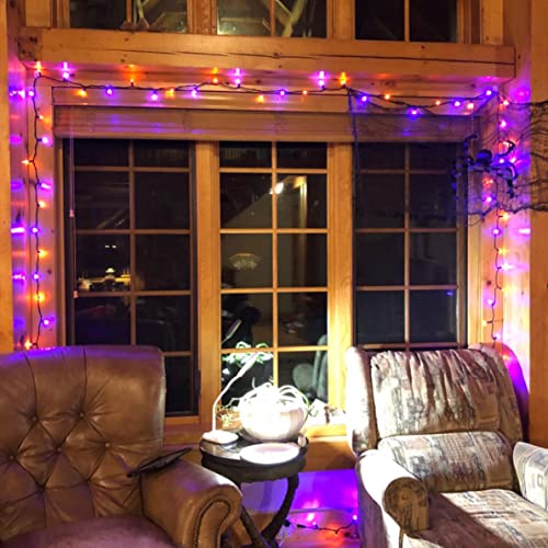Fairy String Lights, 20FT 60 LED Copper Wire Battery Operated Waterproof Lights, Halloween Decorations for Indoor Home Outdoor Patio Yard Party Decor (Purple and Orange, 1)