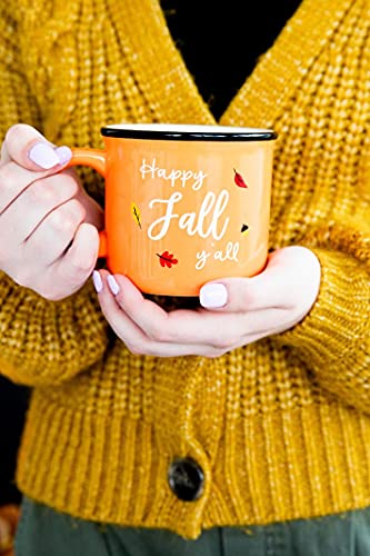 Pearhead Happy Fall Y&#x27;all Mug, Autumn Coffee Mug, Home De&#x107;or Accessories, Orange, 15oz, Fall Kitchen Decorations, Holiday Tea or Coffee Mug