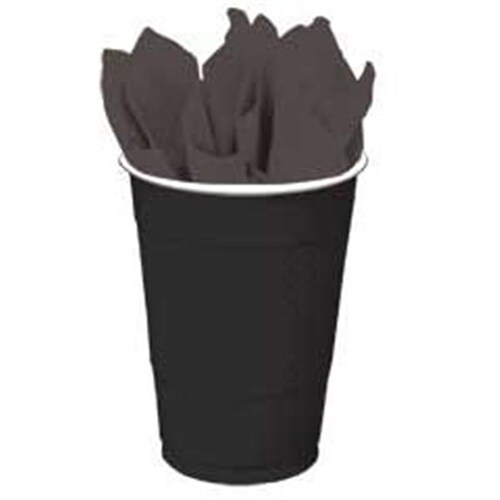 Jet Black Plastic Cups, 18 Oz