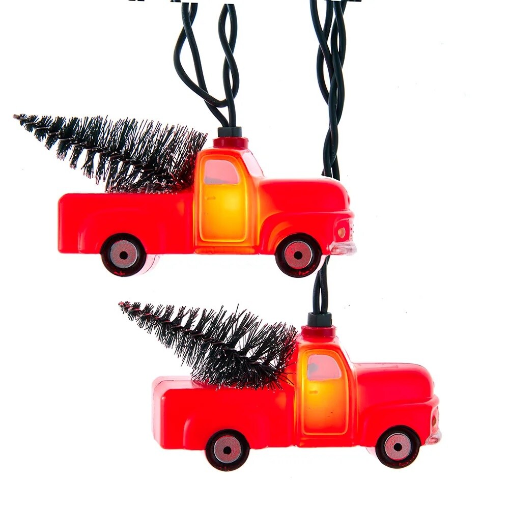 KSA 10-Count Red Truck Christmas Light Set, 2.5ft Green Wire