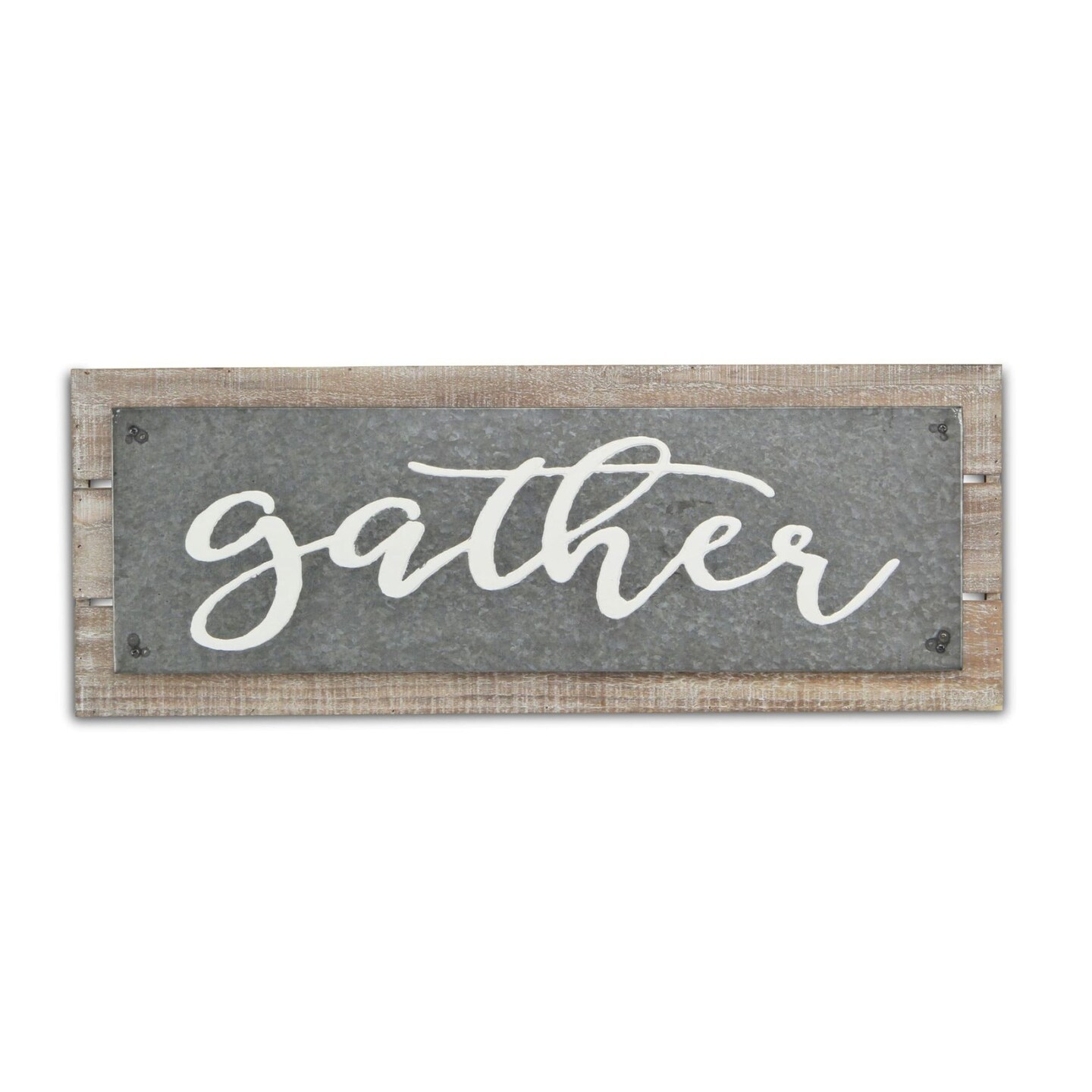Contemporary Home Living Gray and White Rectangular Gather Wall Art Decor 25.25&#x22; x 9.5&#x22;