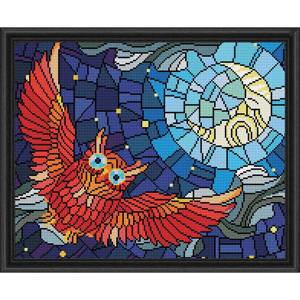Diamond Art Stained Glass Owl Kit &#x26; Frame Diamond Painting