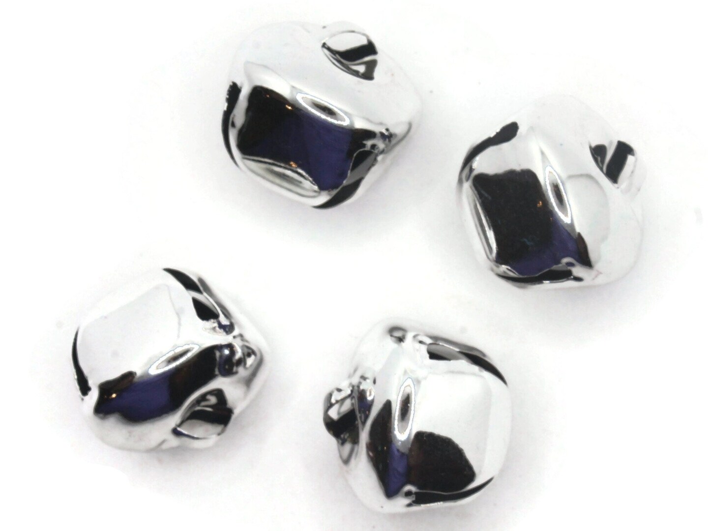 4 30mm Shiny Silver Jingle Bells Christmas Sleigh Bell Charms