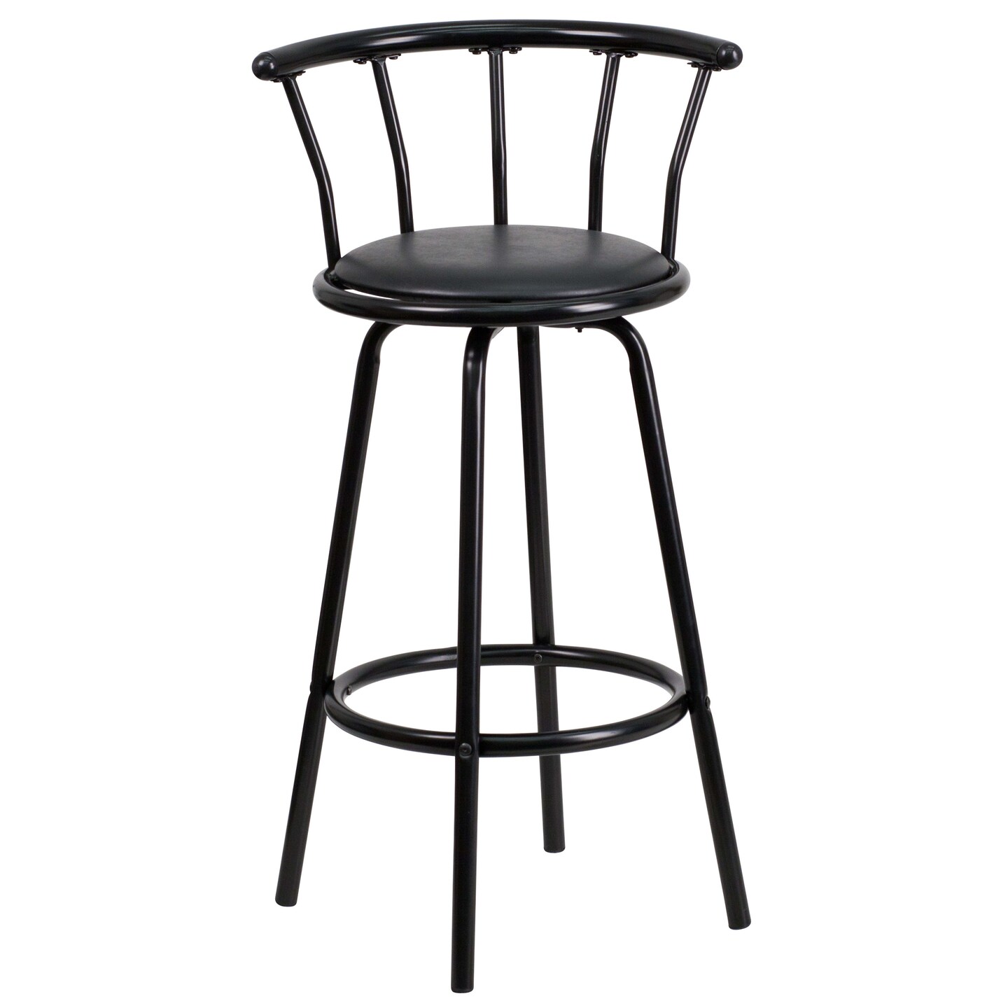 Emma and Oliver Crown Back Metal Barstool with Vinyl Swivel Seat