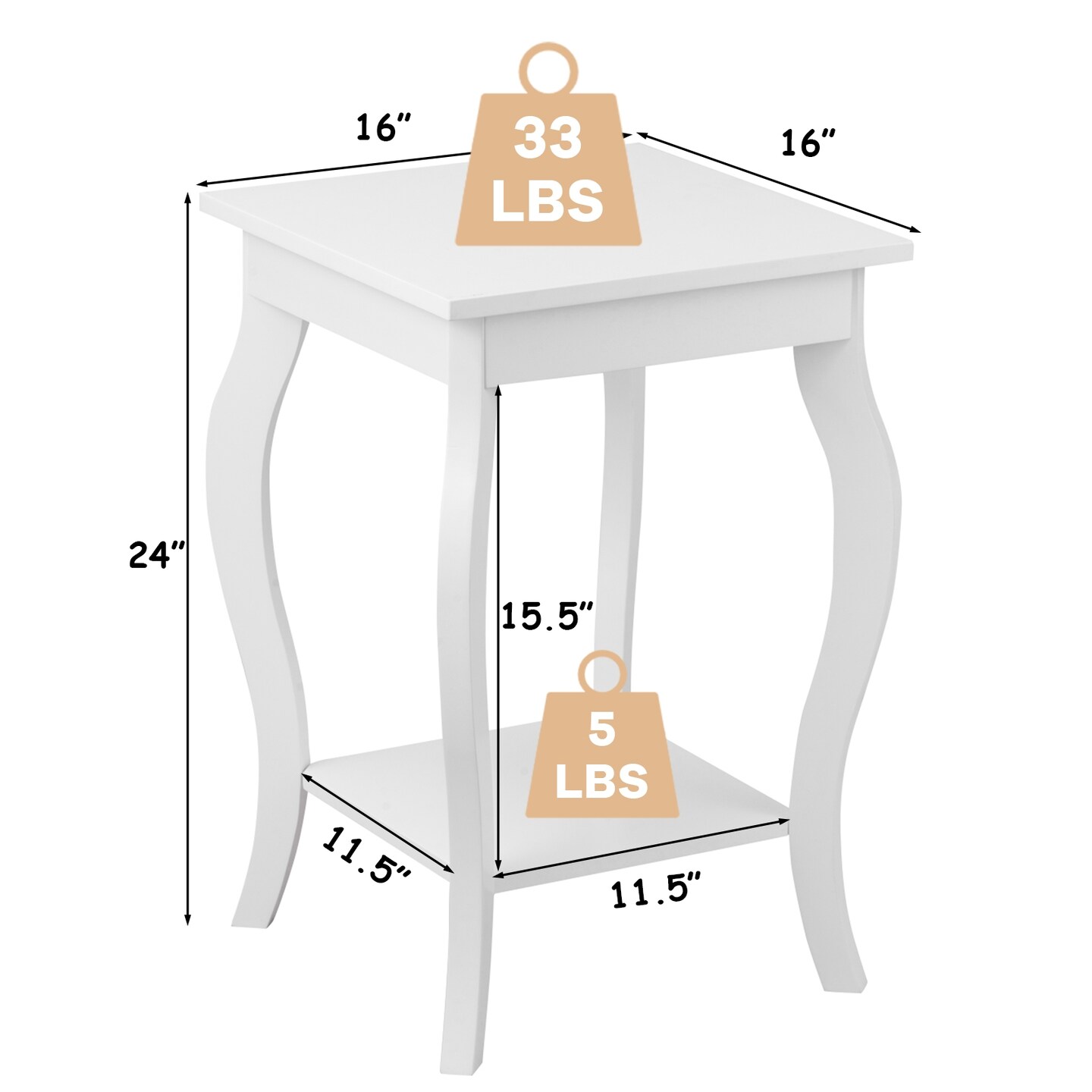 Set of 2 Accent Side Tables with Shelf