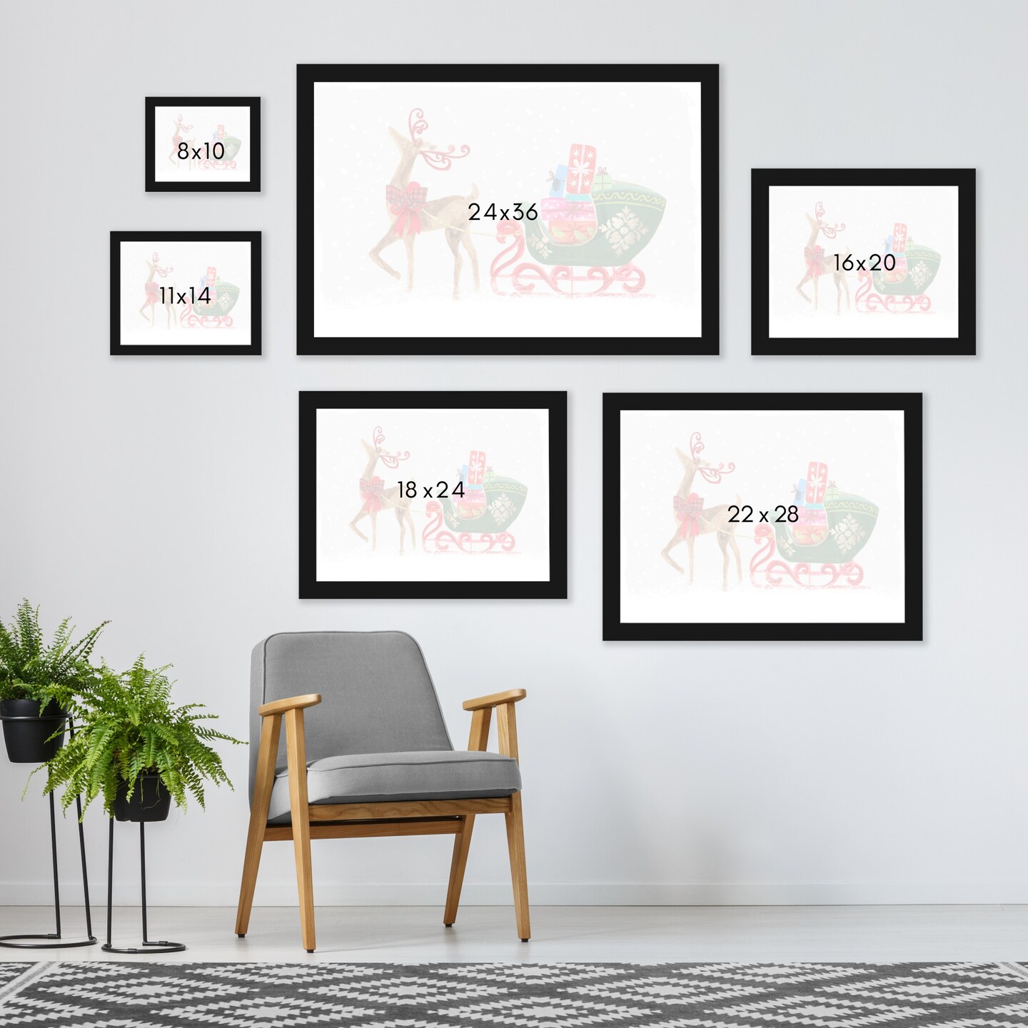 8&#x22; x 10&#x22; Proud Reindeer With Gifts by Pi Holiday Black Framed Print Wall Art - Americanflat - Americanflat