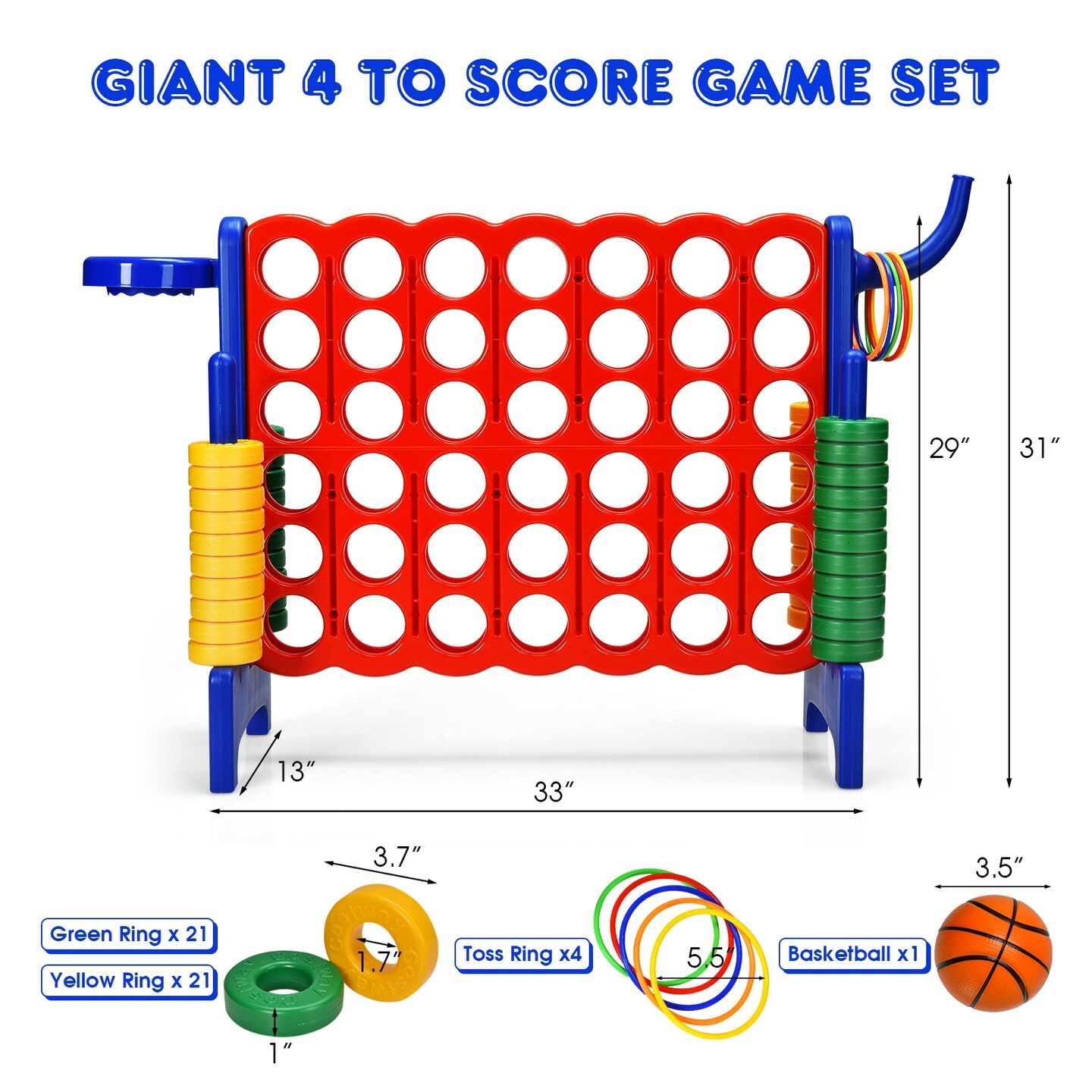 2.5Ft 4-to-Score Giant Game Set Perfect for Indoor-Outdoor Use