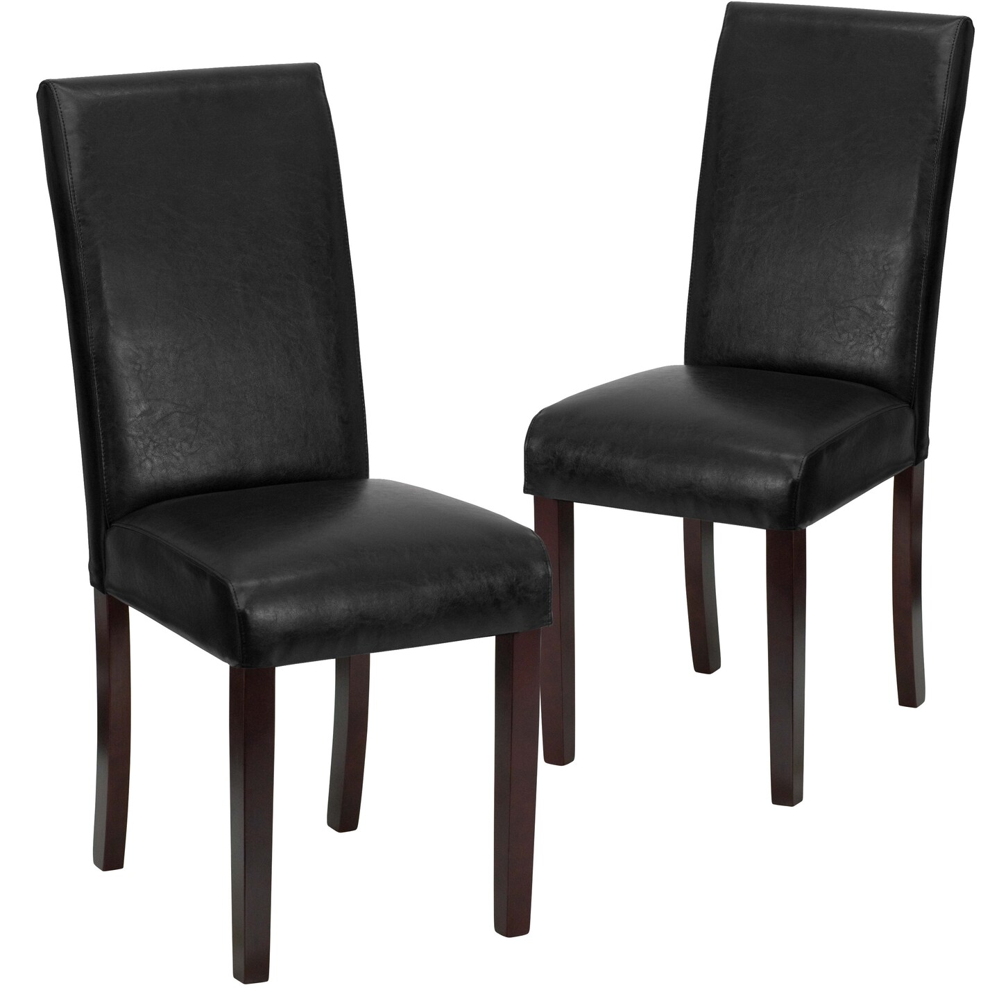 Emma and Oliver 2 Pack Contemporary Panel Back Parson&#x27;s Chair with High Density Foam Padding and Finished Hardwood Frame