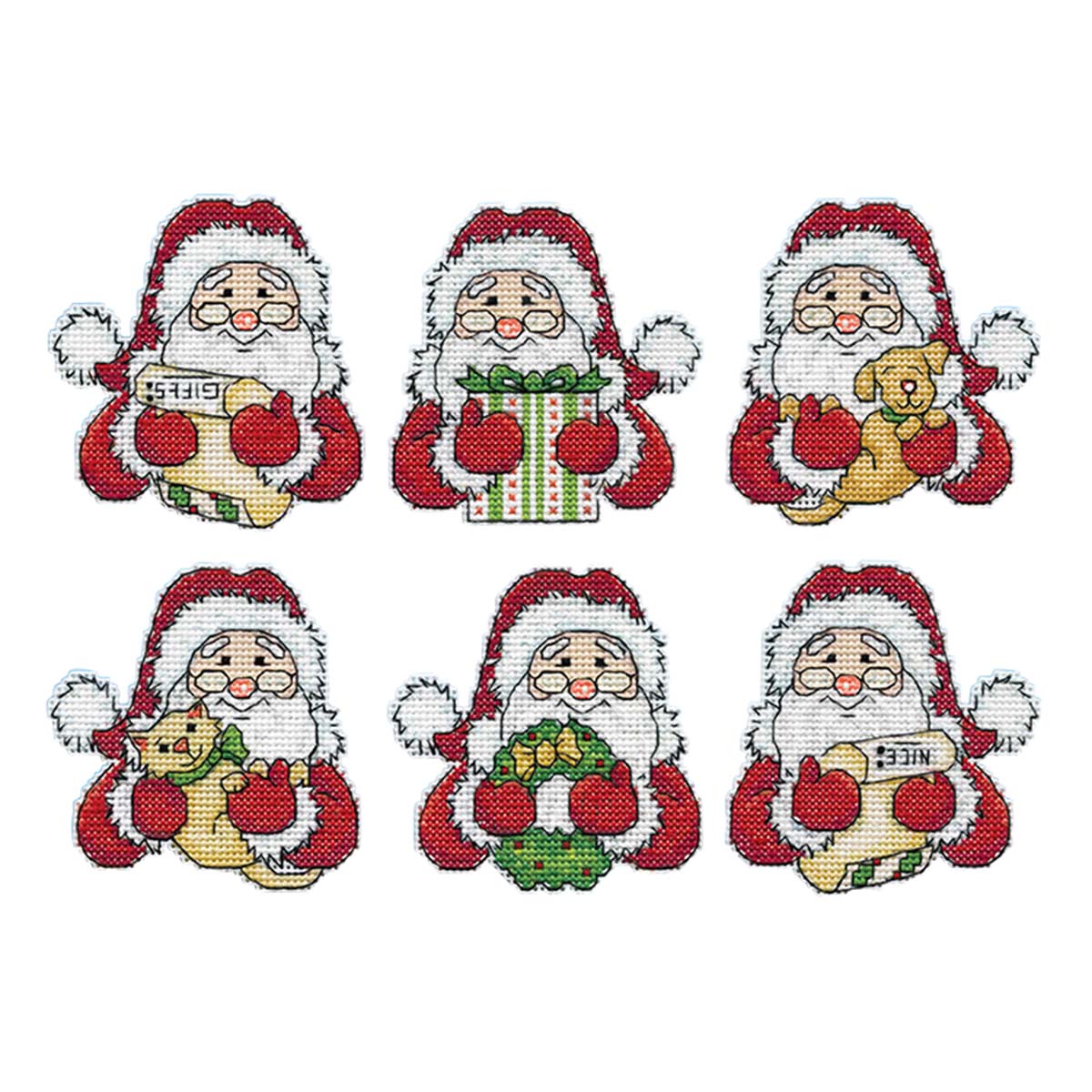 Jolly Santa Ornaments - Cross Stitch Pattern