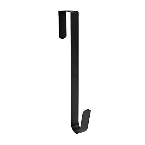 Sattiyrch 15&#x22; Wreath Hanger for Front Door Metal Over The Door Single Hook, Black(1)