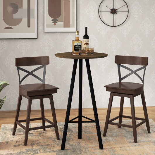 Swivel Bar Stools with Backrest &#x26; Footrest, Set of 2