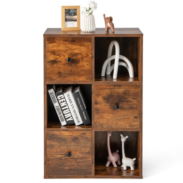Engineered Wood 3-Tier Bookcase with Drawers for Living Room