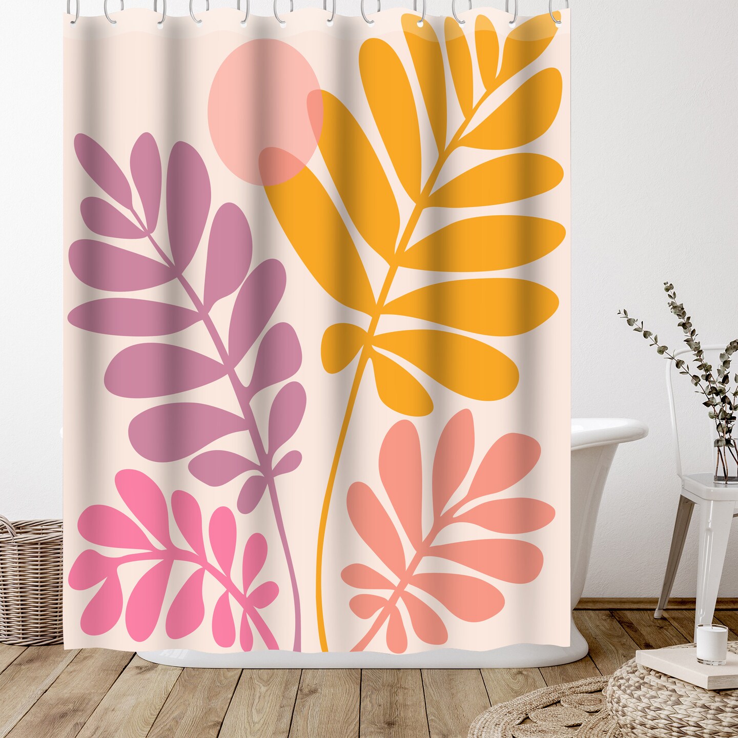 Retro Dancing Garden Sq by Modern Tropical Shower Curtain 71&#x22; x 74&#x22;