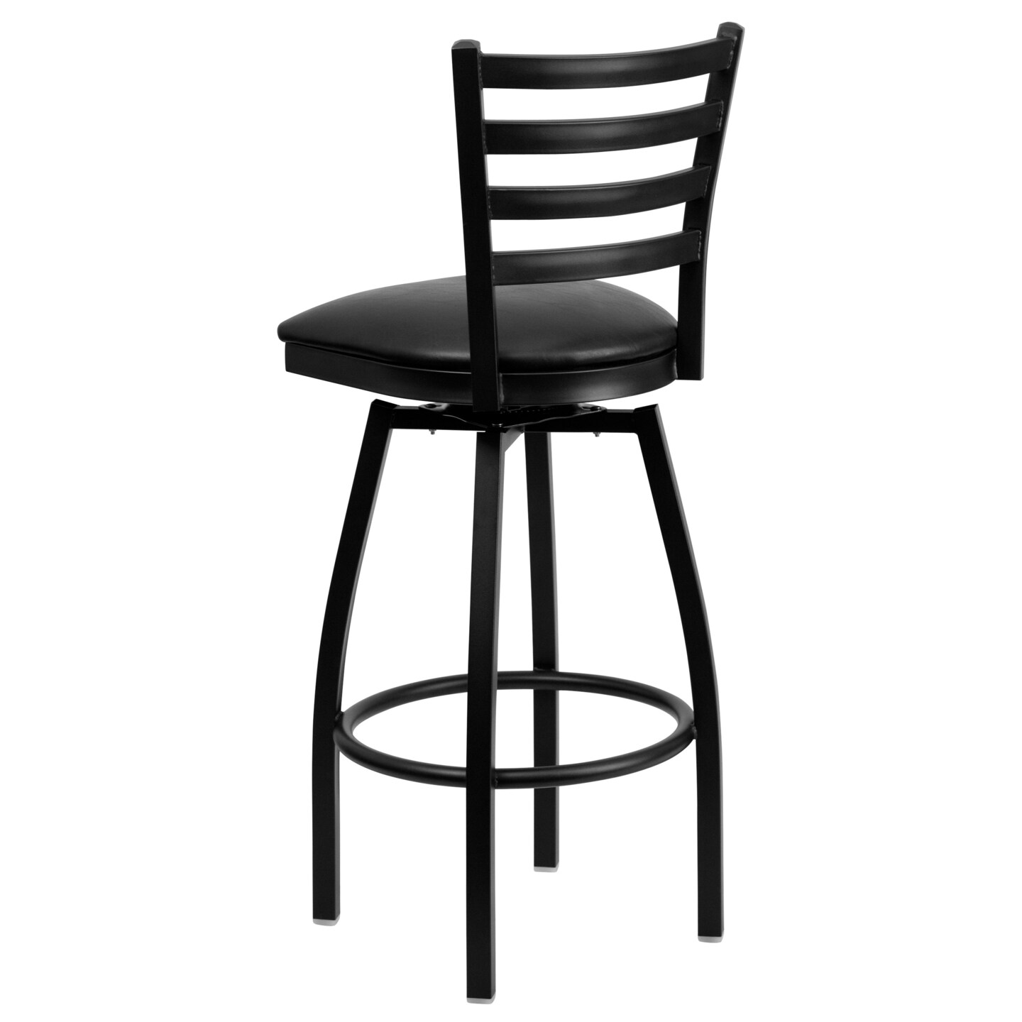 Emma and Oliver 2 Pack Ladder Back Swivel Metal Barstool