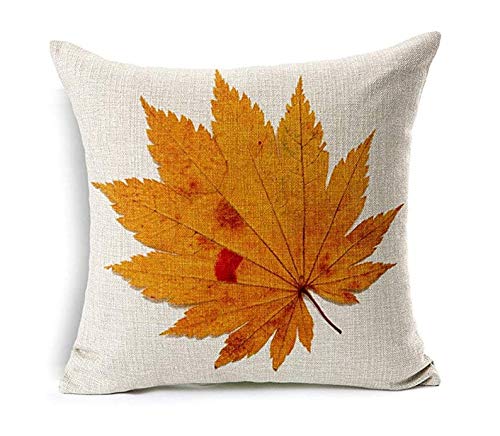 LEIOH Fall Decor Cotton Linen Leaves,Maple Leaf Autumn Decorations Cushion Covers 18 x 18 Inch Sofa Home Decor Throw Pillow Case for Bed Pillow Covers Set of 4