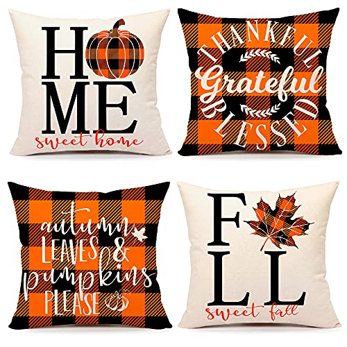  Fall Pillow Covers 18x18 Set of 4 for Fall Decor