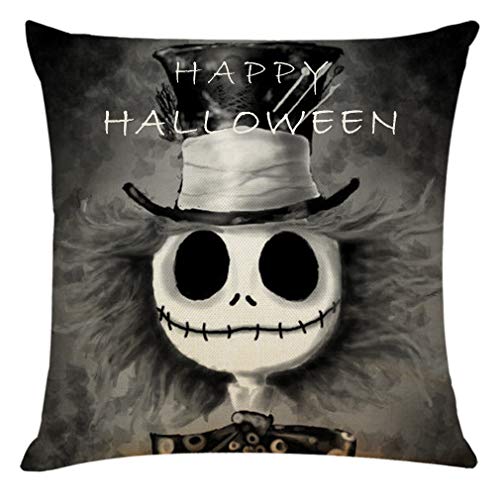 Ogrmar 4PCS 18&#x22;x18&#x22; Throw Pillow Covers Halloween Decorative Couch Pillow Cases Cotton Linen Pillow Square Cushion Cover for Sofa, Couch, Bed and Car