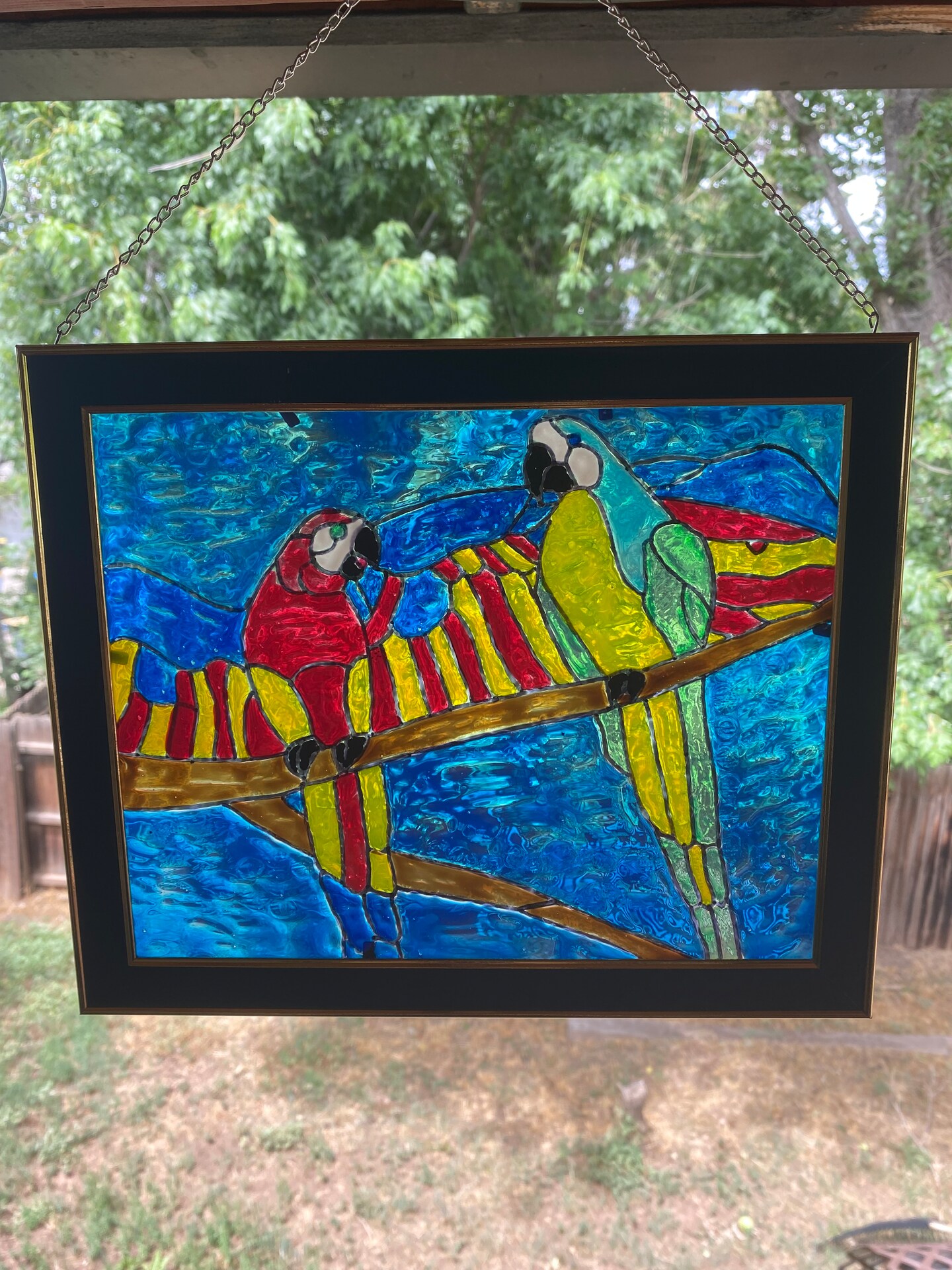 Faux Stained Glass Window Parrot Art!