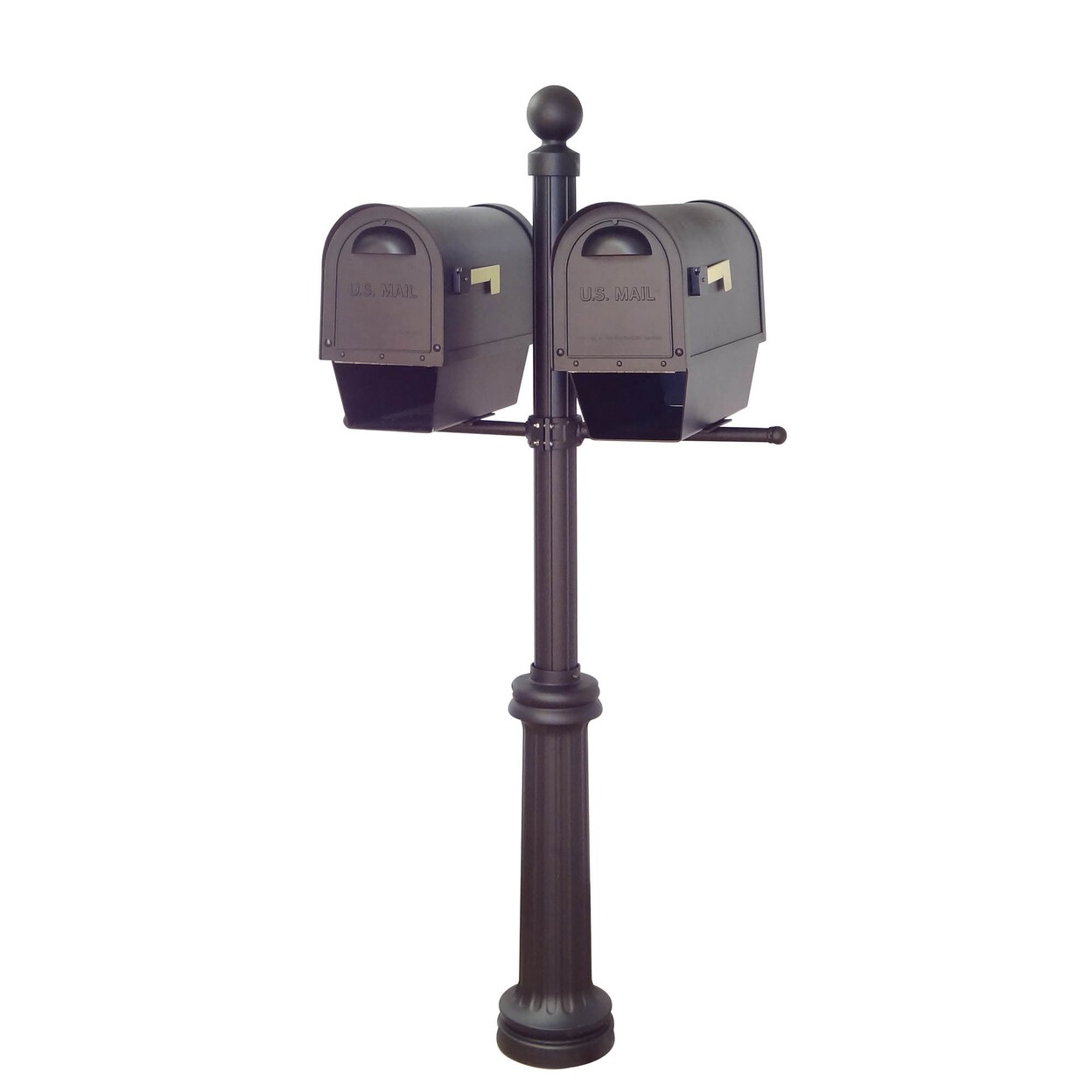 Special Lite Products Classic Curbside Mailboxes with Newspaper Tube, Locking Inserts and Fresno Double Mount Mailbox Post