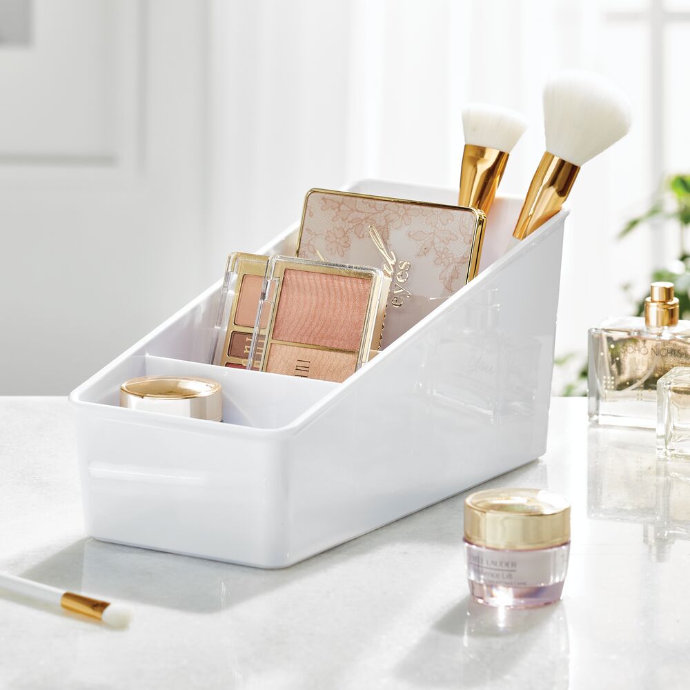 mDesign Plastic Makeup Storage Organizer for Vanity, 4 Sections - 2 Pack