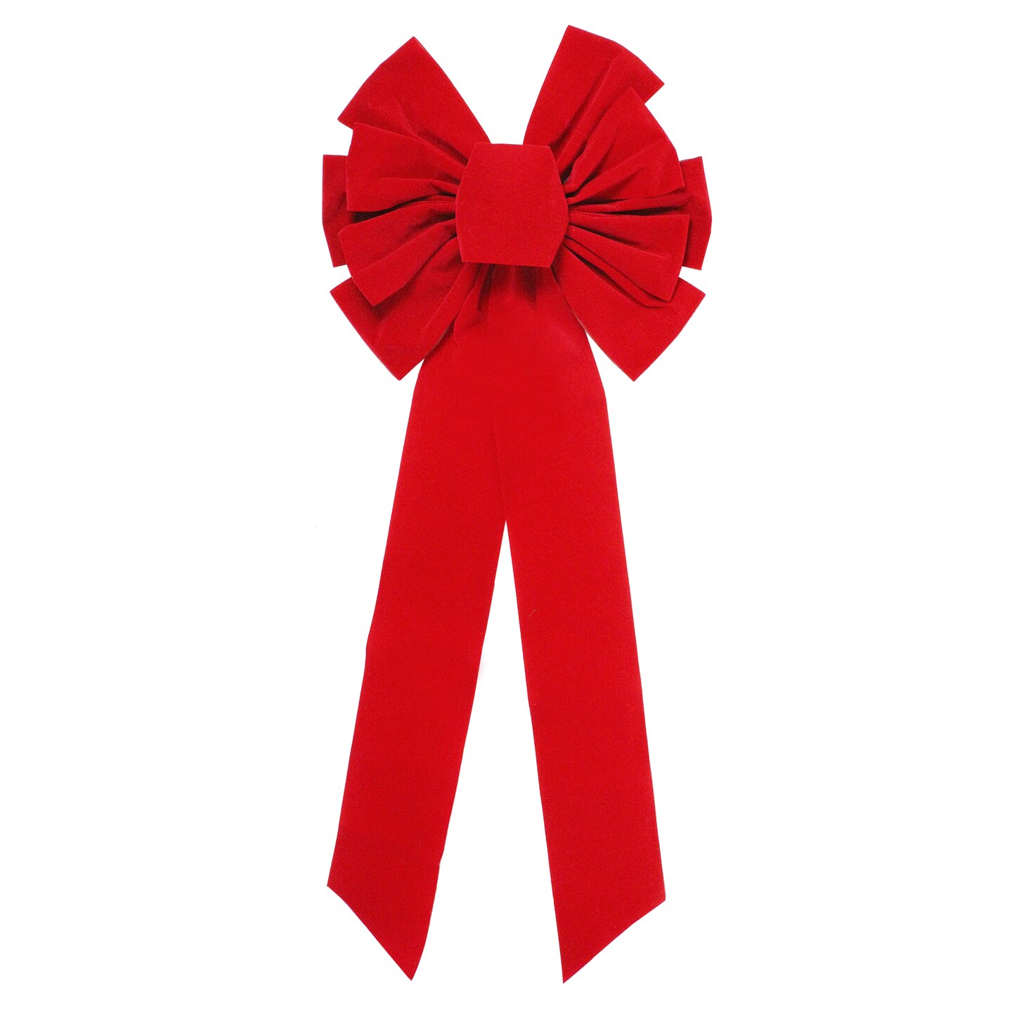 Northlight 14&#x22; x 34&#x22; Red 11-Loop Velveteen Christmas Bow Decoration