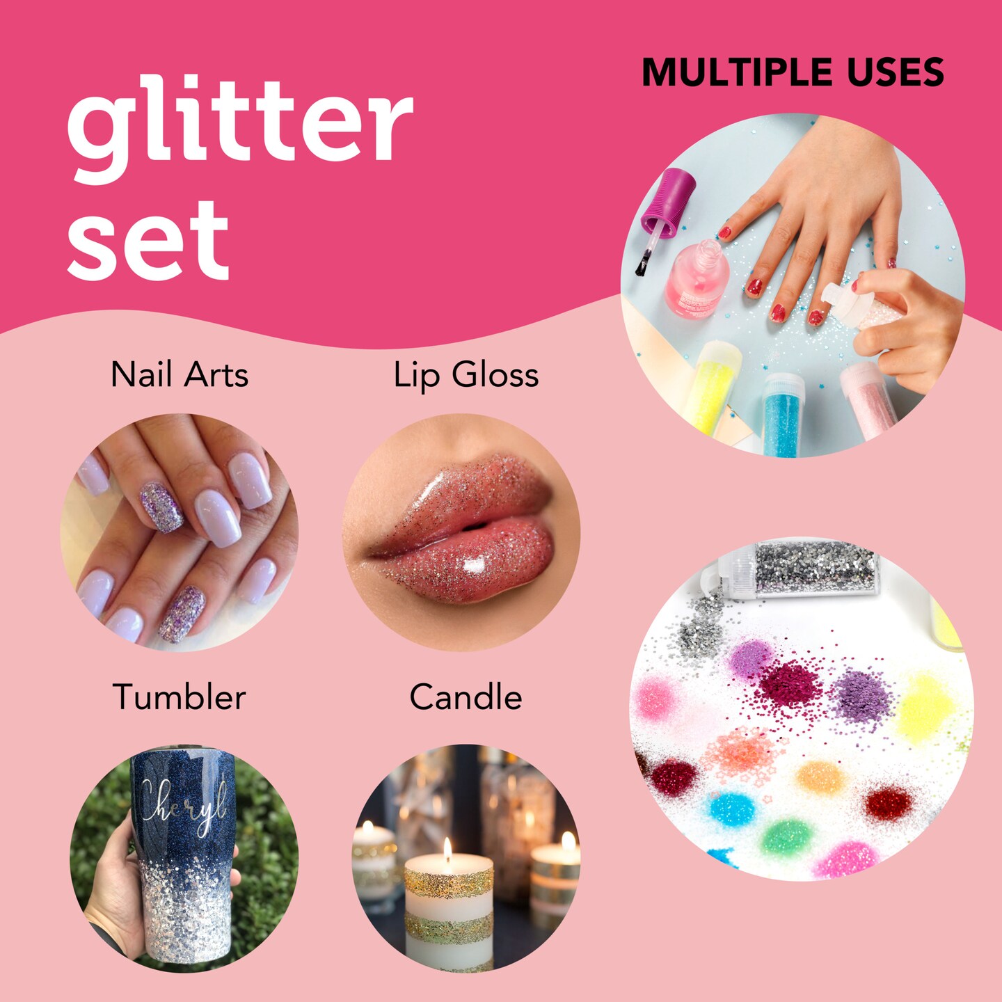 Incraftables Glitter for Crafts (32pcs). Best Assorted Colors Craft Glitter Set. Extra Fine &#x26; Chunky Glitter Bulk Pack for Resin, Slime, Tumblers &#x26; Candle Making. Glitter Big Pack for Kids &#x26; Adults