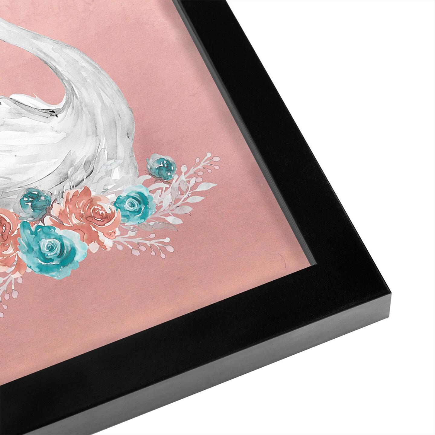 Swan Peach Teal Floral by Wall + Wonder Frame  - Americanflat