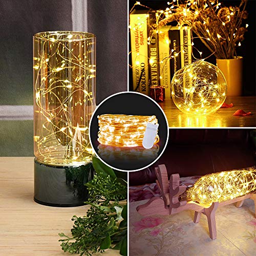 10 Pck Fairy Lights, LED Fairy Lights Battery Operated,7 Feet 20 LED Flexible Firefly Mason Jar Lights Mini String Lights for DIY Wedding Party Bedroom Christmas Decoration (Warm White)