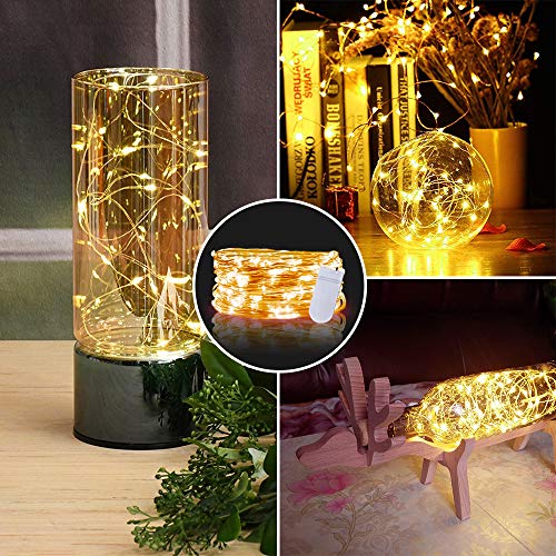 Gladpaws Fairy Lights,12 Pack LED Fairy Lights Battery Operated,7 Feet 20 LED Flexible Firefly Mason Jar Lights Mini String Lights for DIY Wedding Party Bedroom Christmas Decoration (Warm White)