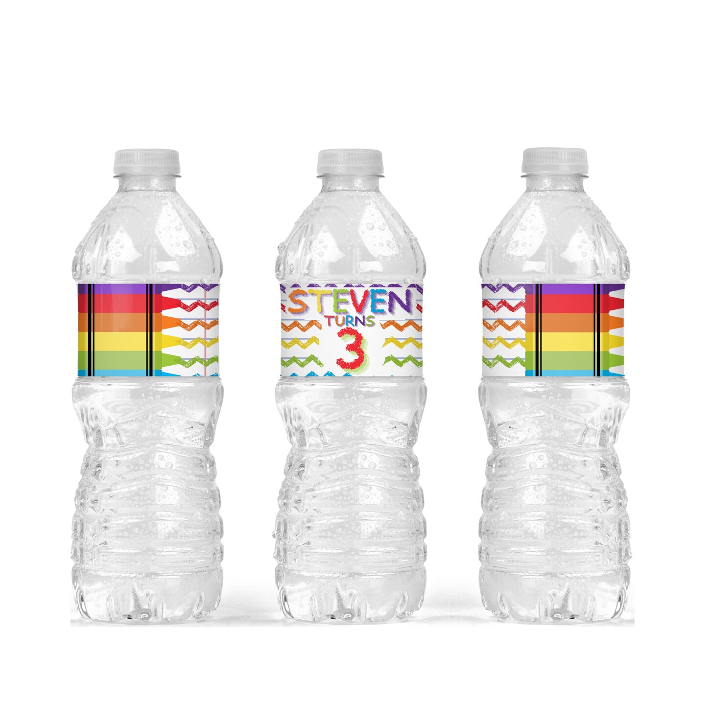 Personalized Water Bottle Sticker Wrapper, Custom Colorful Party