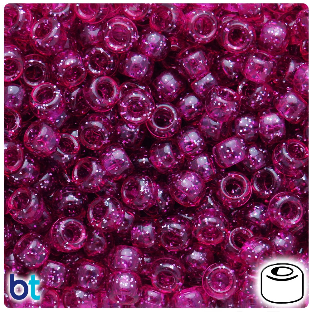 Lilac Sparkle 9mm Barrel Pony Beads (500pcs)