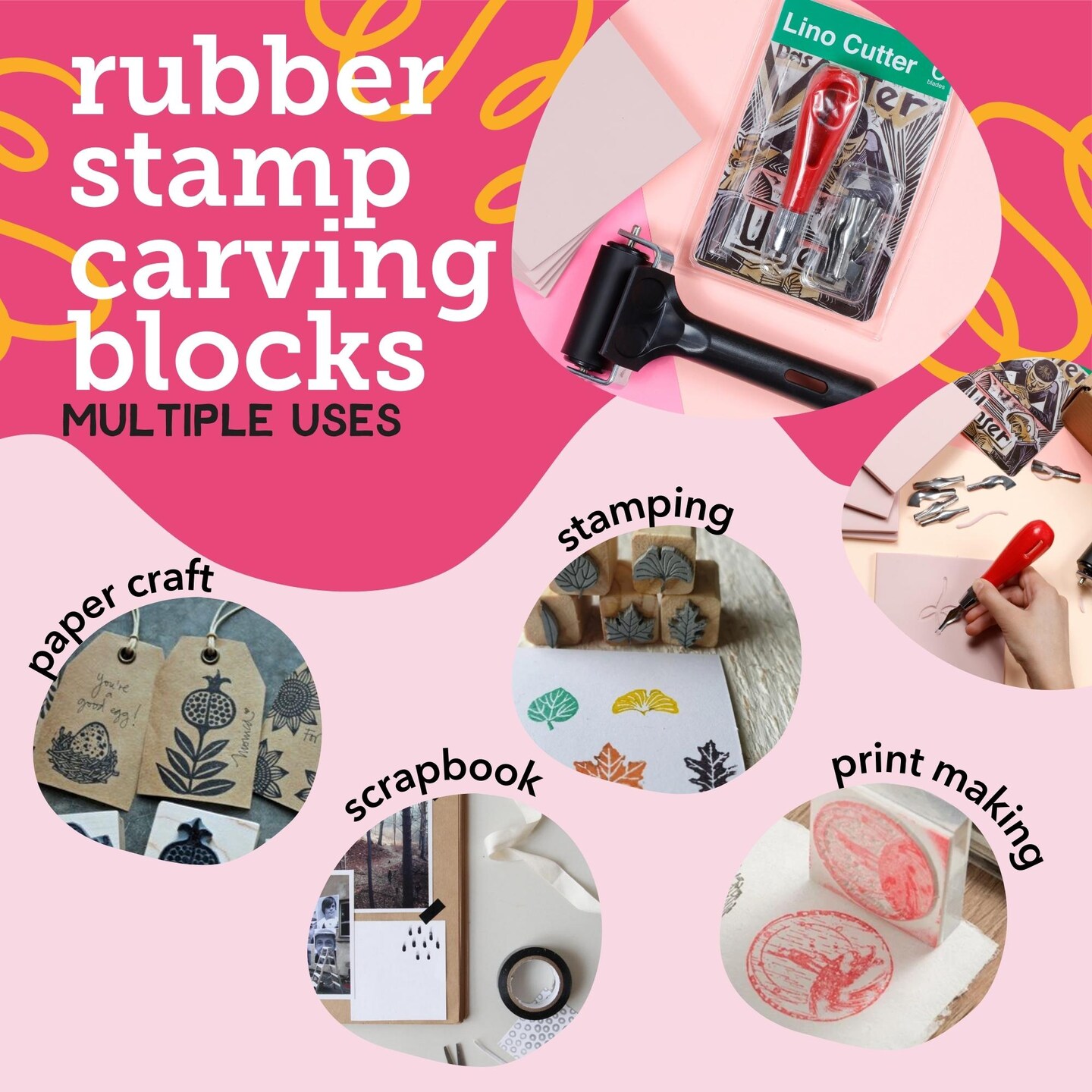 Rubber Stamp Making Kit with Stamp Blocks and Tools - Printmaking