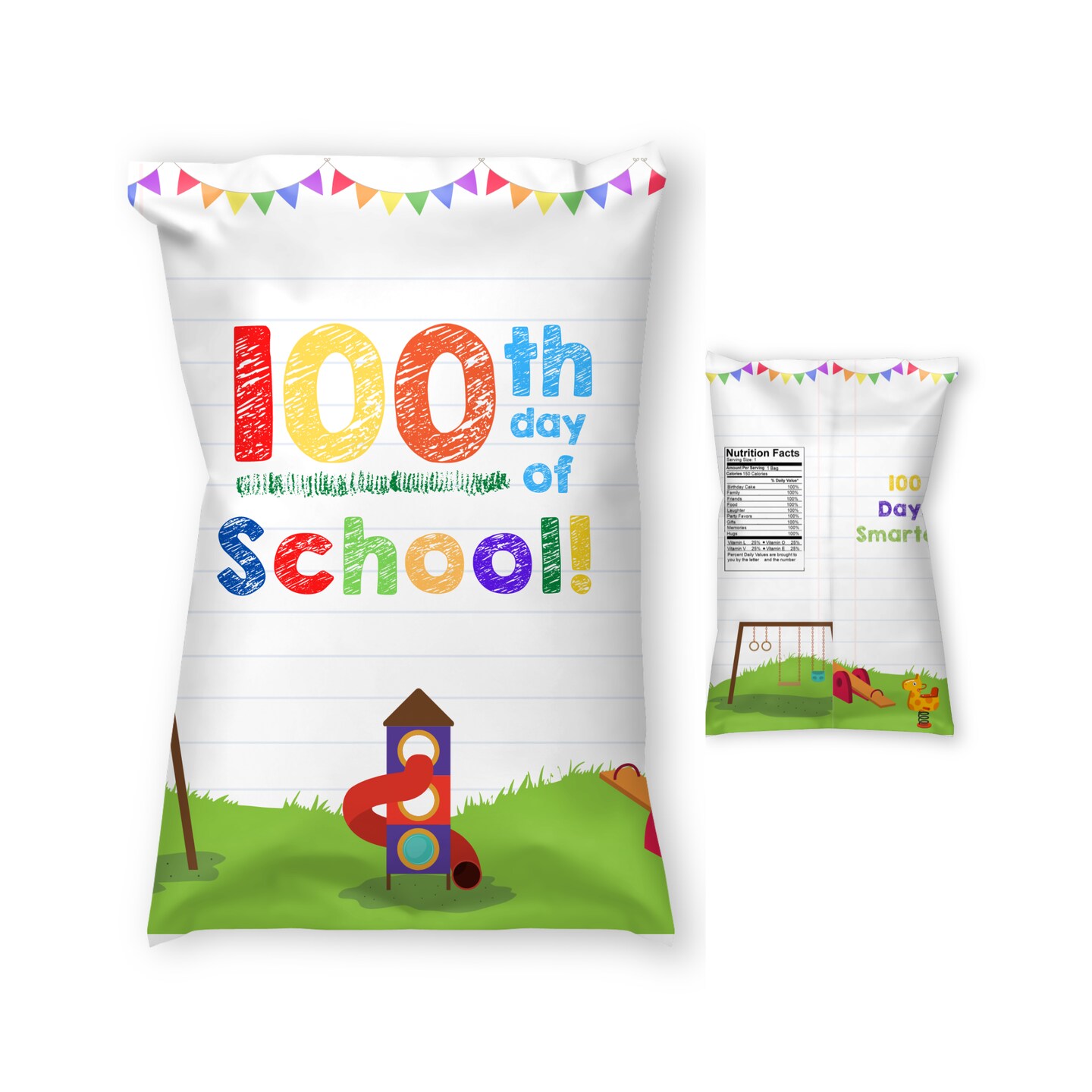 Personalized Chip Bag Labels, Custom 100 Days Of School Party Supplies For  Girls, 100th School Party Favors For Kids, Filled Chip