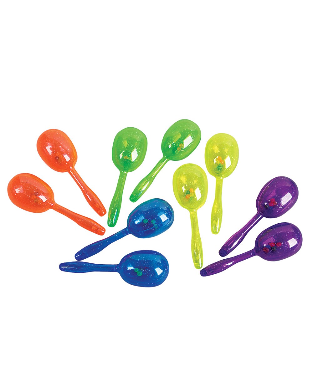 Child's 12 Assorted Color Glitter Maracas Shakers Noisemaker Instrument Toys