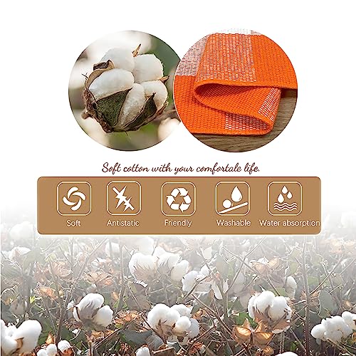 KILOCOCO Halloween Door Mat 27&#x27;&#x27;x43&#x27;&#x27; Orange Outdoor Rug for Halloween/Thanksgiving Washable Fall Doormat Buffalo Check Rug Layered Front Door Mat for Porch/Farmhouse/Entryway/Patio Fall Decor