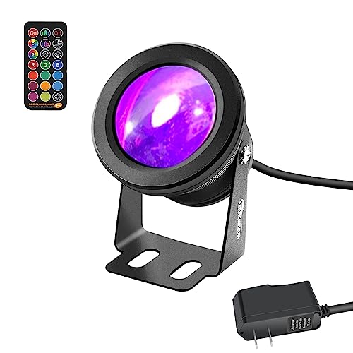Spotlight for Yard,LED Spotlight 10W RGB Spotlight Outdoor with US Plug and Remote Control,Dimmable Colored Spotlights,Waterproof Landscape Lights,Above Ground Pool Lights(DC/AC 12V).