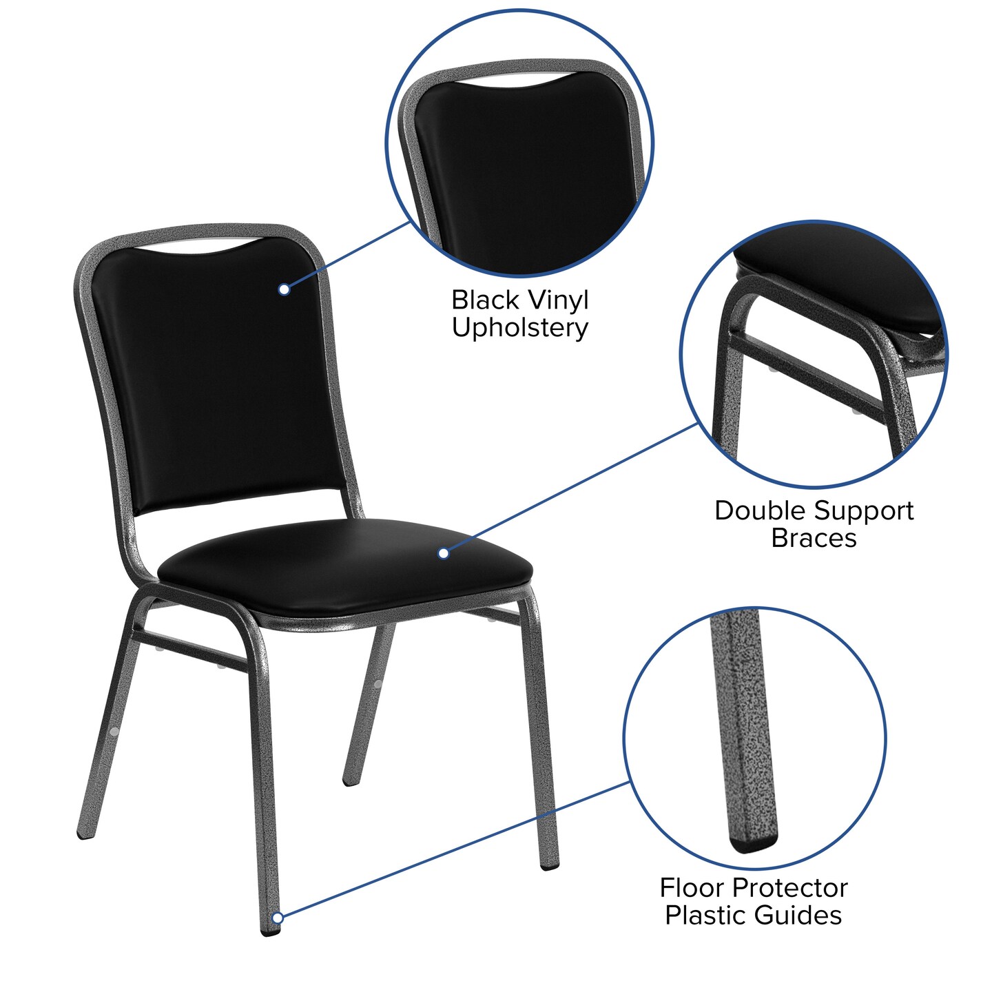 Emma and Oliver Stacking Banquet Chair with Vinyl and 1.5&#x27;&#x27; Thick Seat - Frame
