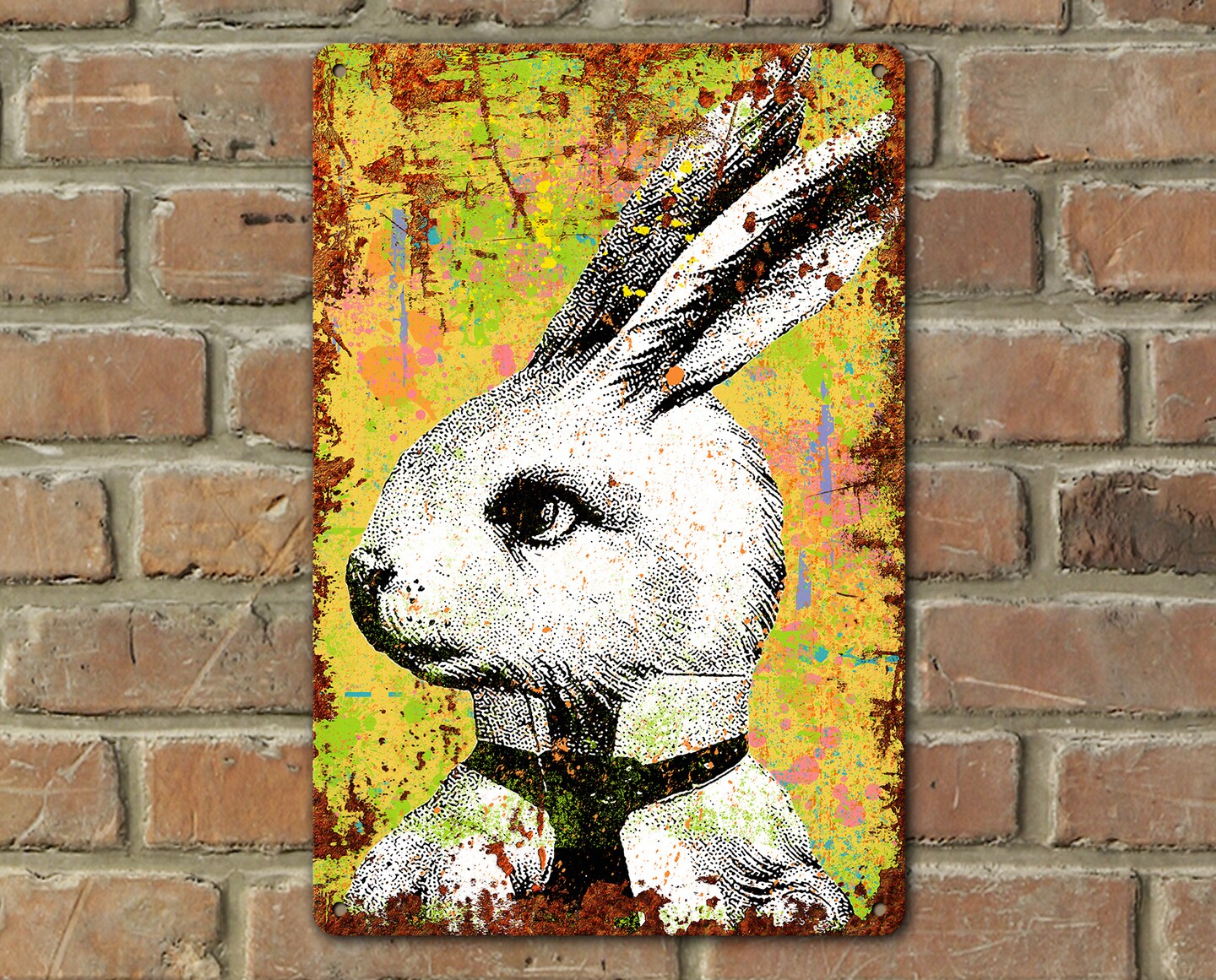 Metal Bunny Rabbit Sign Spring Easter Decoration Modern Farmhouse Decor Indoor Outdoor Porch Colorful Art Door Sign 235636761457164289