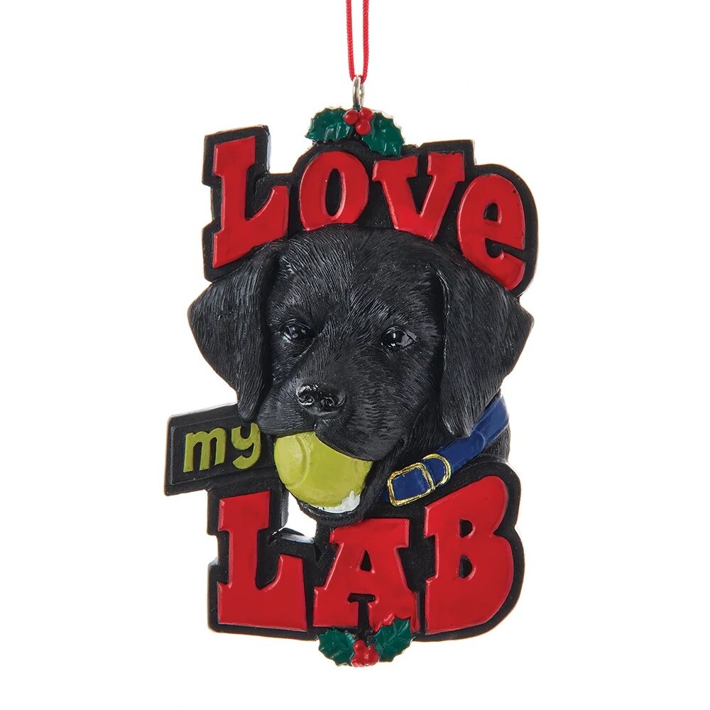 KSA Pack of 6 Black and Red "Love My Lab" Christmas Ornaments 17" Michaels