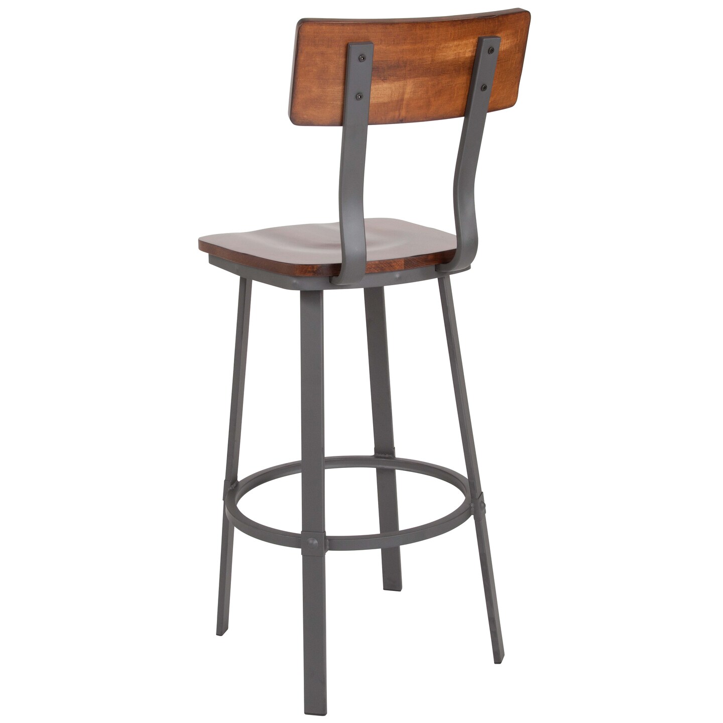 Emma and Oliver Restaurant Barstool with Wood Seat &#x26; Back and Powder Coat Frame