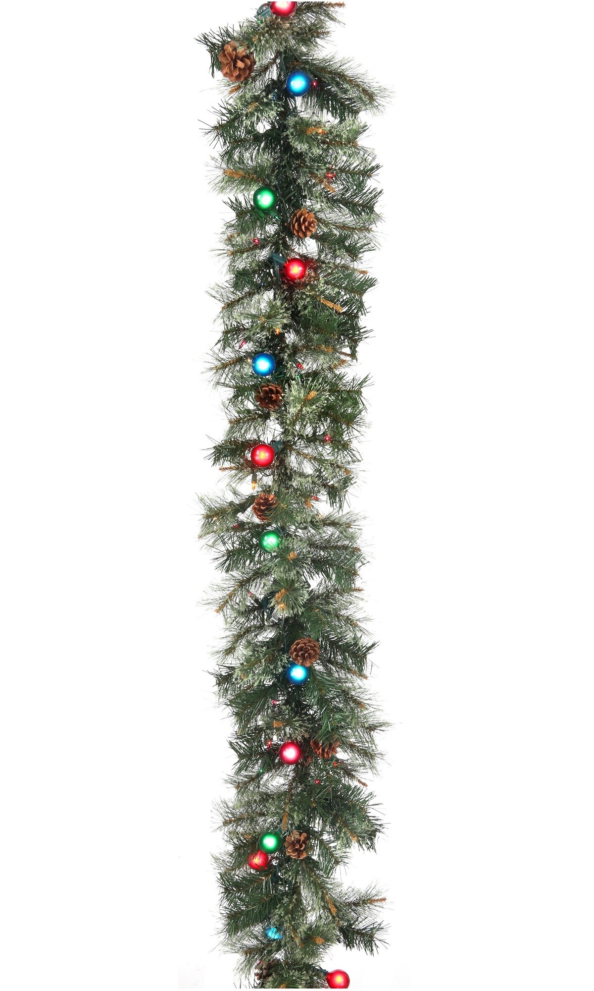 Contemporary Home Living 6&#x27; x 12&#x22; Pre-Lit Cottonwood Artificial Christmas Garland, Multi-Color Mini Lights and Globe Lights