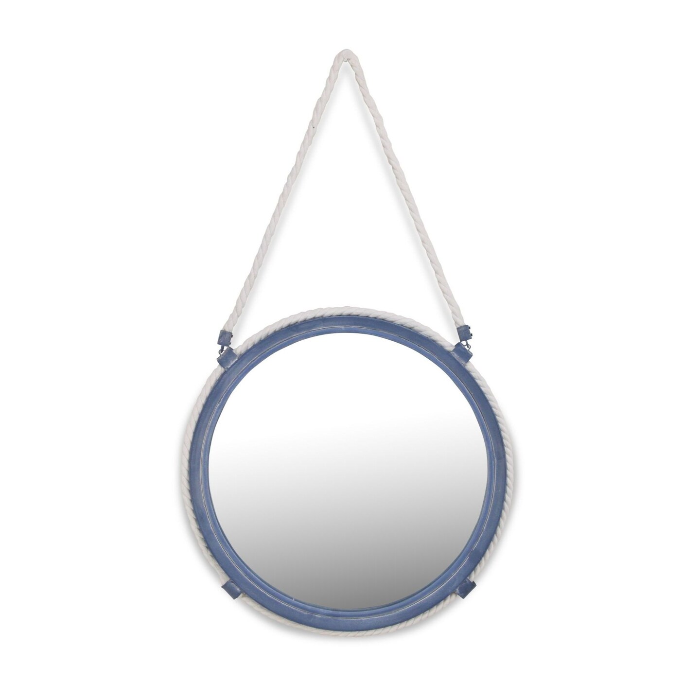 Contemporary Home Living 17.5&#x22; Blue Framed Round Wall Mirror