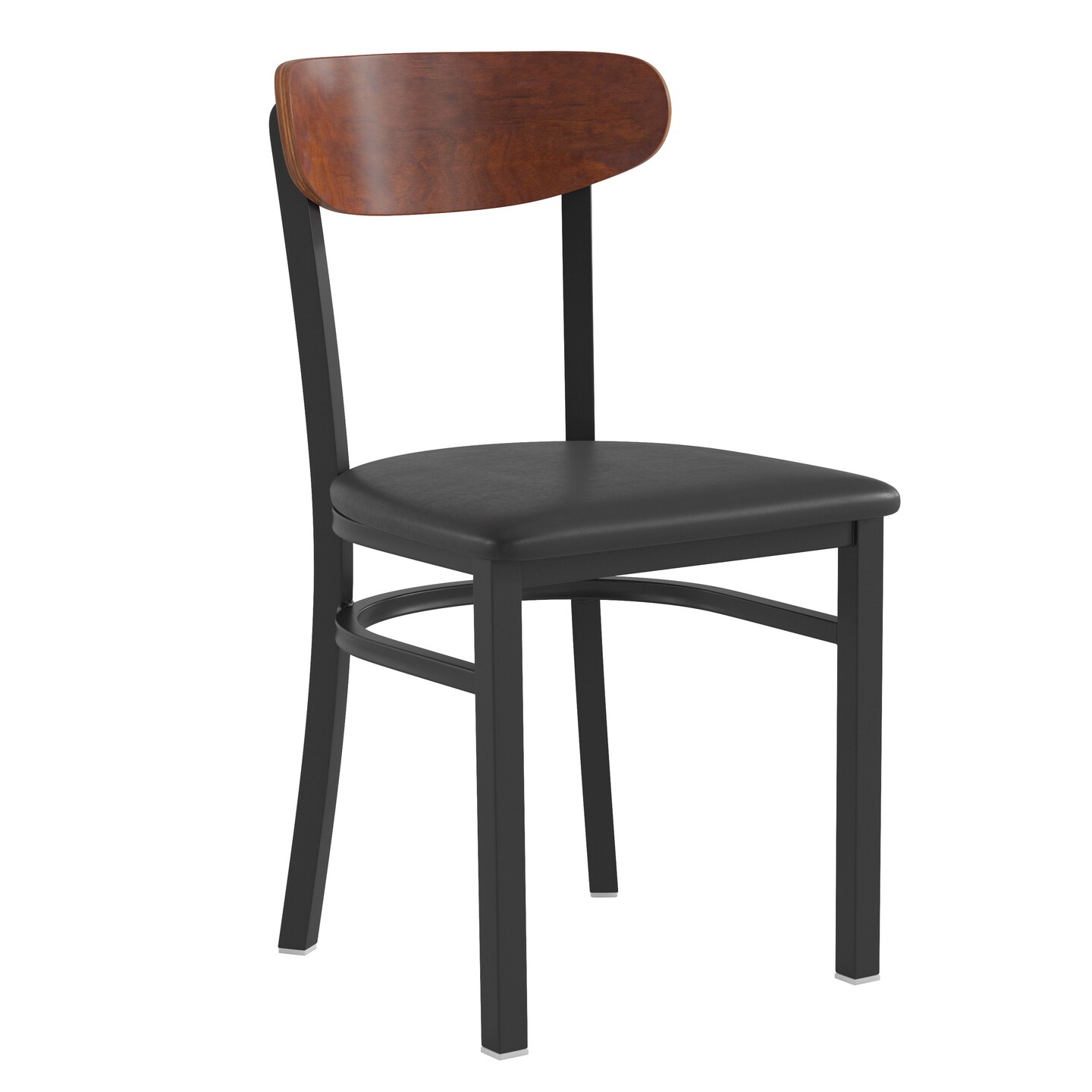 Emma and Oliver Yara Industrial Dining Chair with Rolled Steel Frame and Solid Wood Seat - 500 lbs. Static Weight Capacity