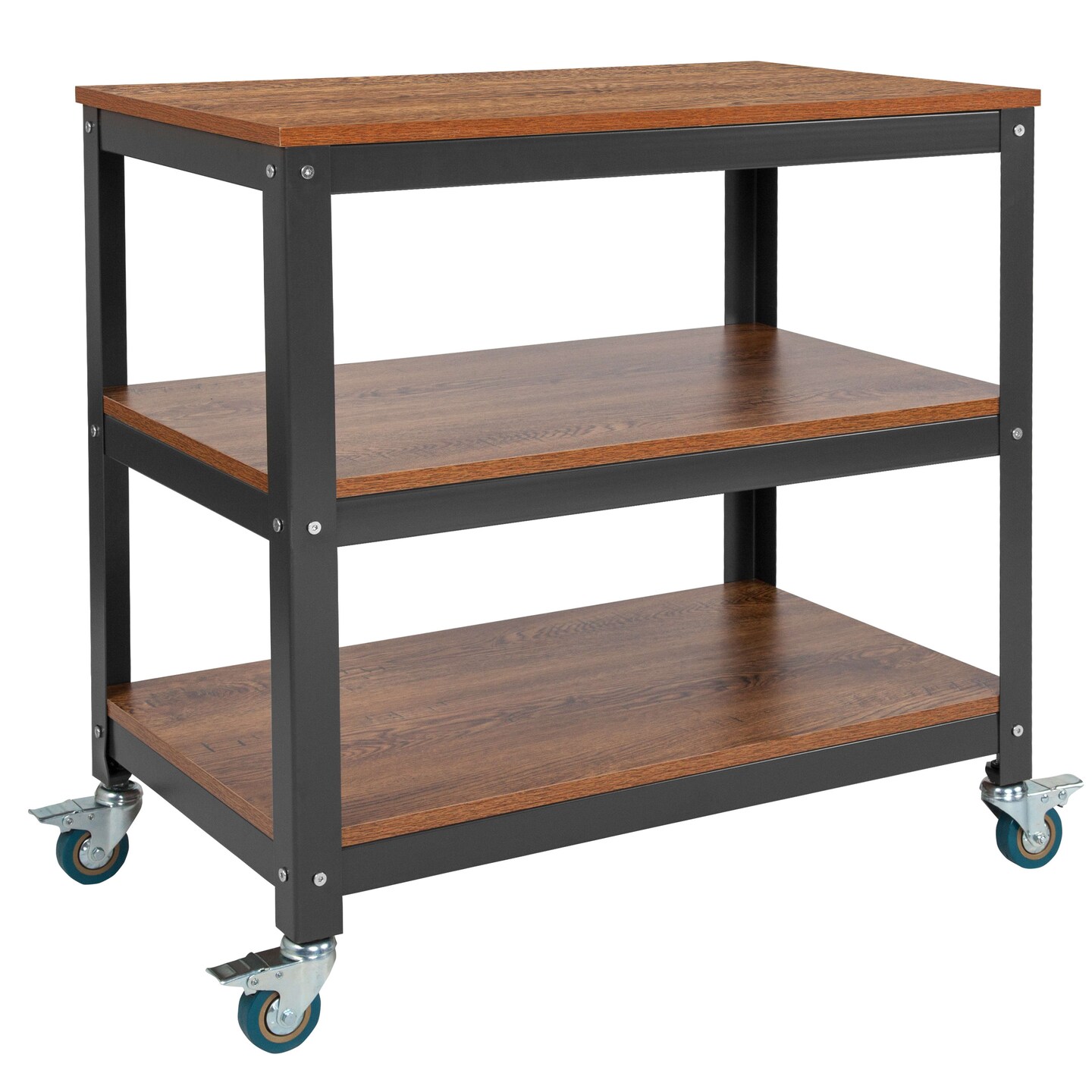 Emma and Oliver 30&#x22;W Rolling Storage Cart with Metal Wheels