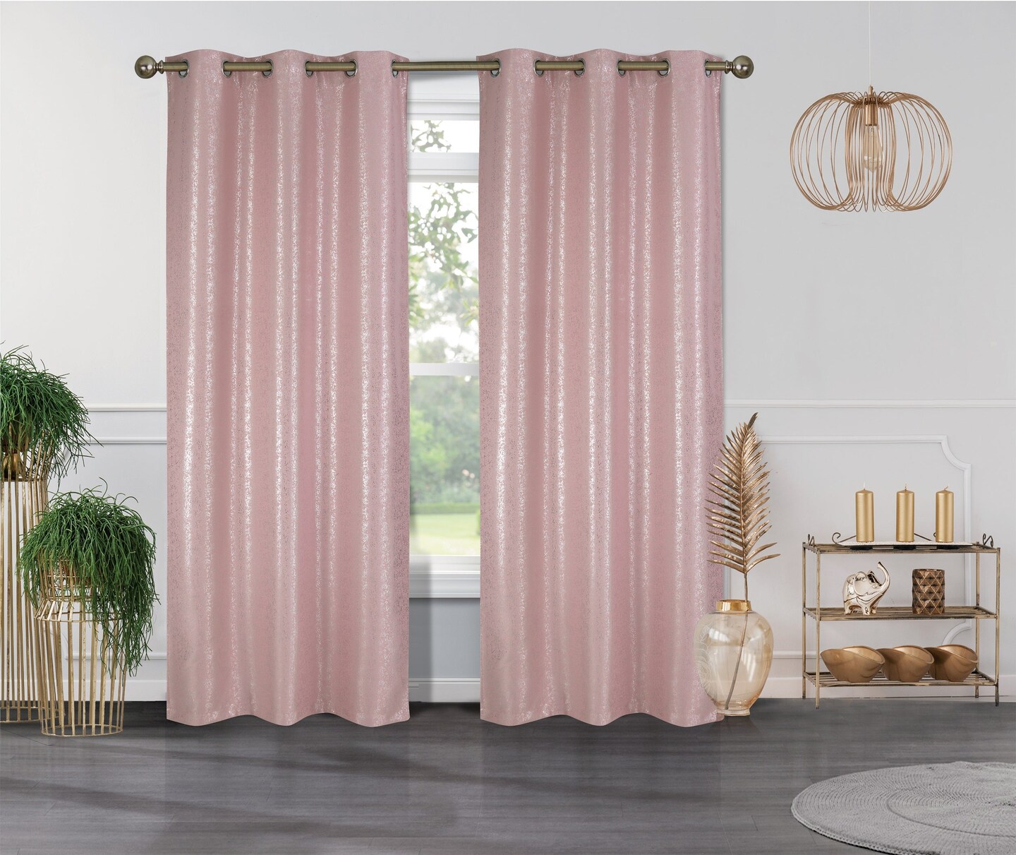 Cassie Metallic Textured Blackout Grommet Top Curtains