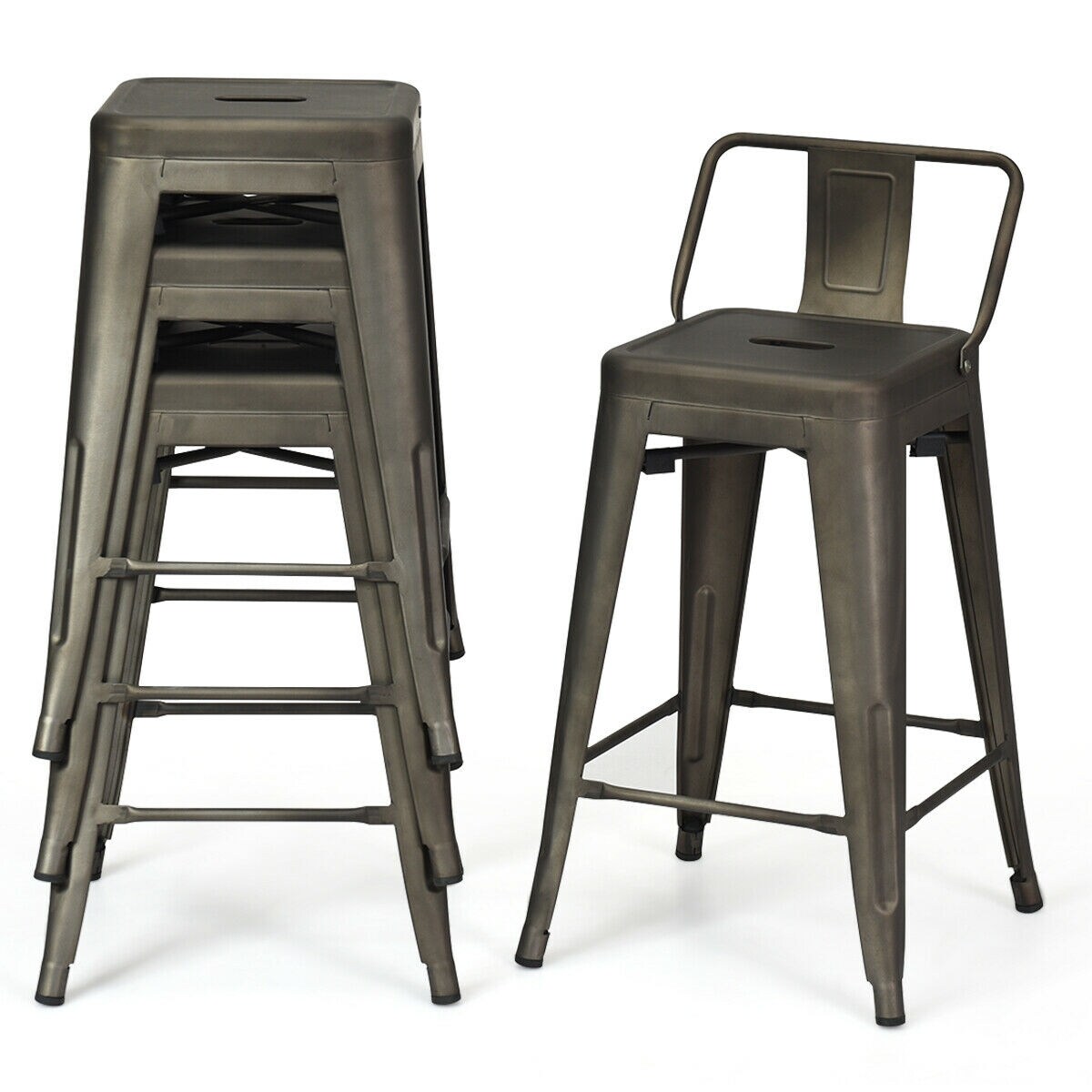 24&#x22; Set of 4 Cafe Side Chairs with Rubber Feet and Removable Back