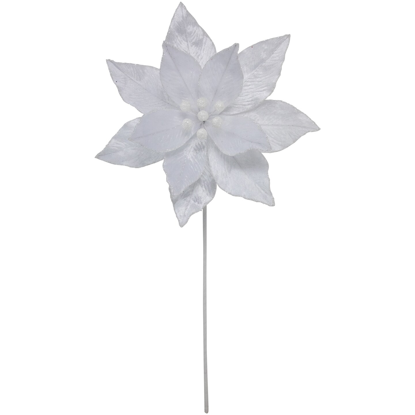 Northlight 24&#x22; White Glittered Poinsettia Christmas Stem Spray