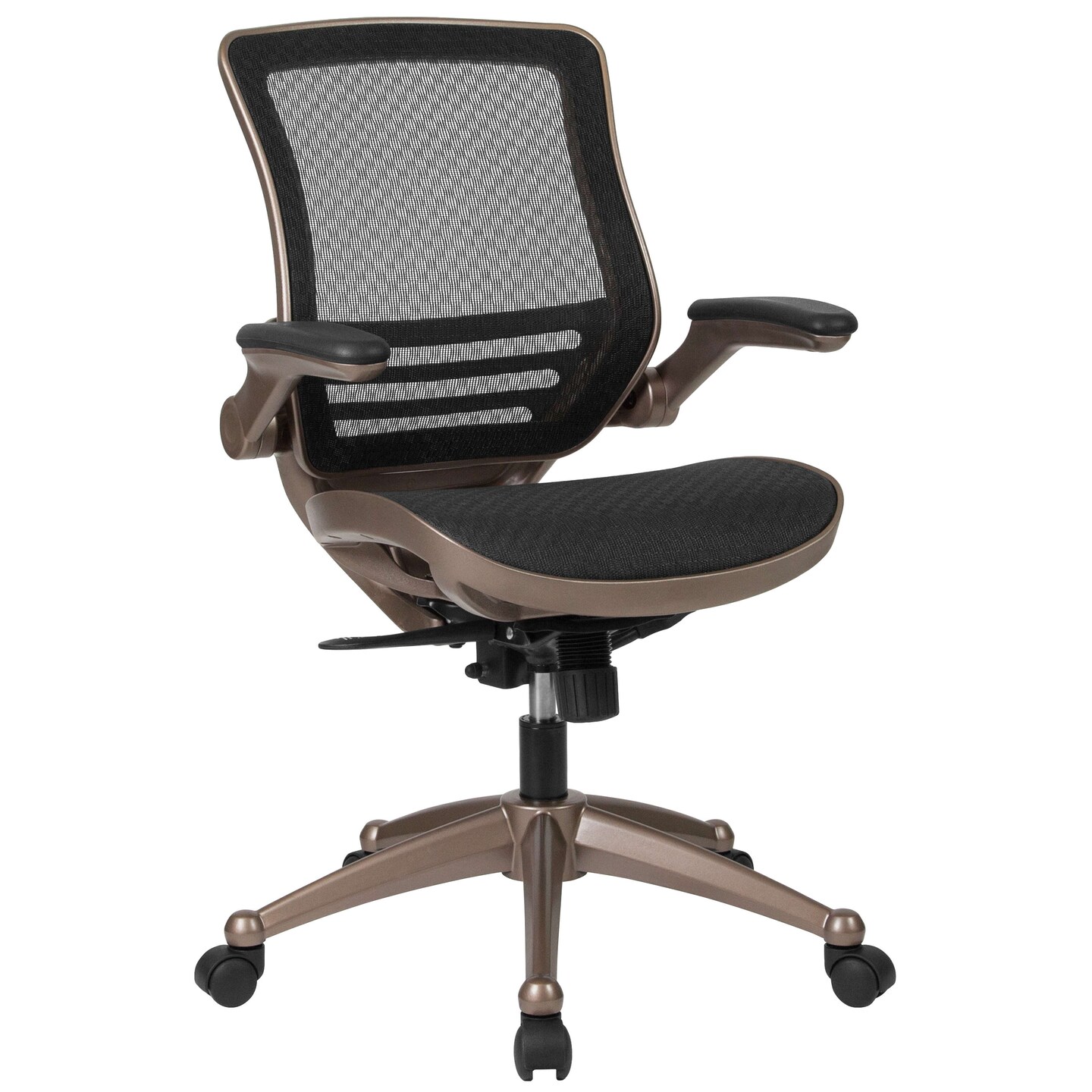 Emma and Oliver Mid-Back Transparent Mesh Executive Swivel Office Chair with Flip-Up Arms
